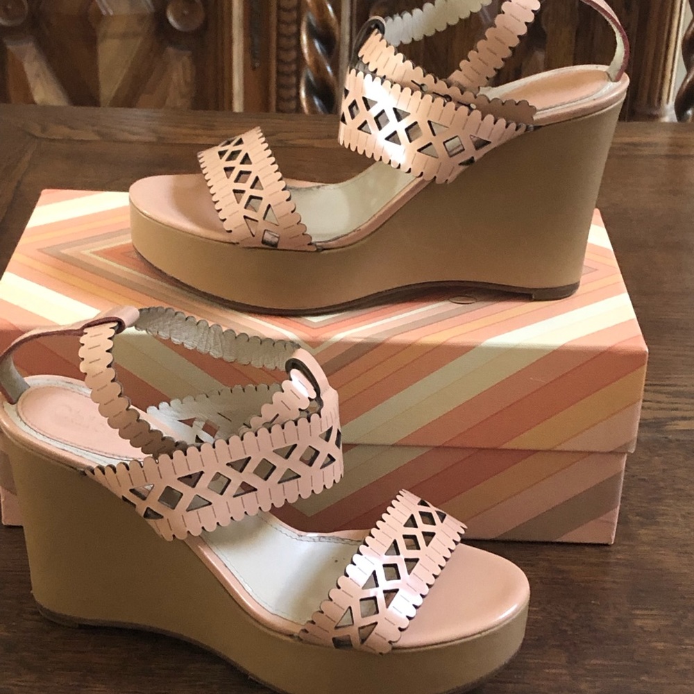 Chloe’ Pierced Wedge Leather Sandals
